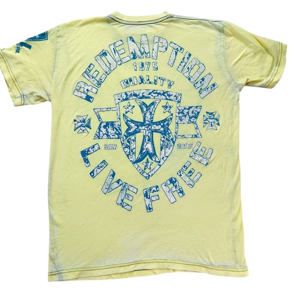 Raw State Redemption Burnout T-Shirt Size S Grunge Affliction Style - Picture 2 of 8
